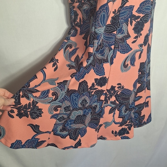 I Le New York Womens Flare Dress Floral Short Sleeve Scallop Neck Officecore 12 - Picture 6 of 12